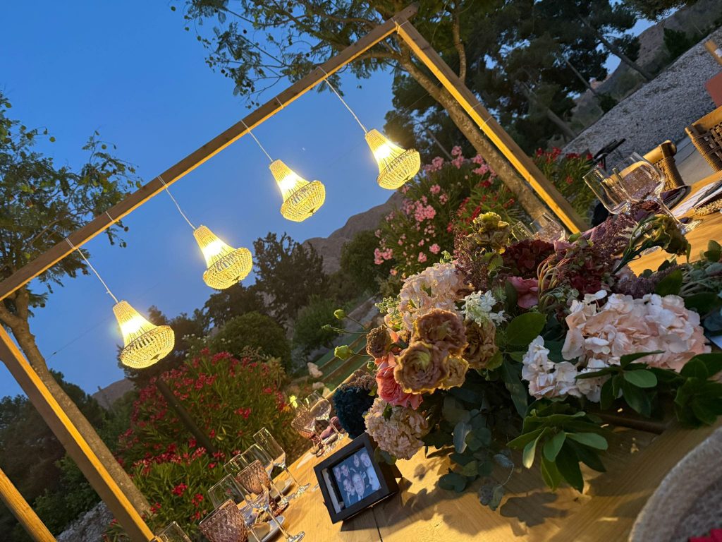 Iluminación boda noche